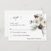 ウィンターホワイトフローラ&松の食事RSVP 3 出欠カード (正面/裏面)