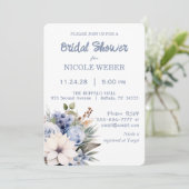 ウィンターホワイトブルーフローラブライダルシャワー招待 招待状 (スタンド正面)