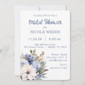 ウィンターホワイトブルーフローラブライダルシャワー招待 招待状 (正面)