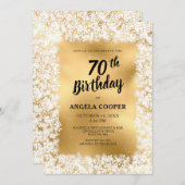 ウィンターホワイト金ゴールド70thバースデーパーティー 招待状 (正面/裏面)