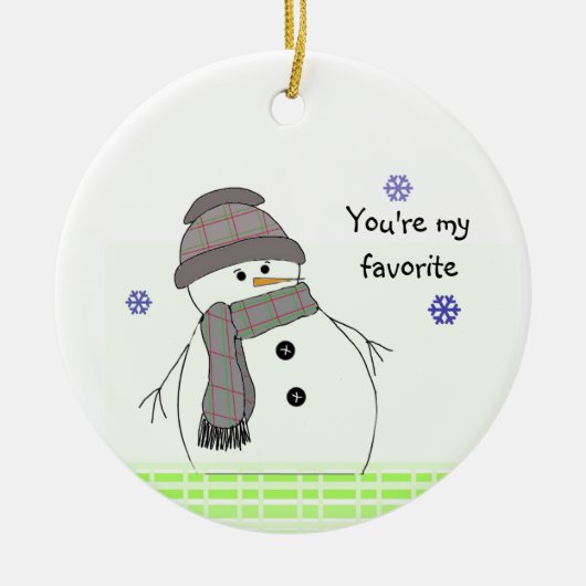 ウィンターホワイト雪だるま セラミックオーナメント (正面)