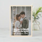 ウィンターホワイト&シャンパーニュ新婚クリスマス シーズンカード (スタンド正面)