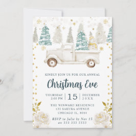 ウィンターホワイト&金ゴールドトラックフローラクリスマスイブ 招待状