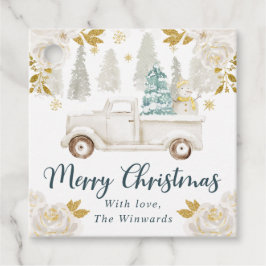 ウィンターホワイト&金ゴールドトラックフローラクリスマス フェイバータグ