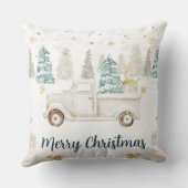 ウィンターホワイト&金ゴールドトラックフローラメリークリスマス クッション (裏面)