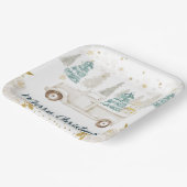 ウィンターホワイト&金ゴールドトラックフローラメリークリスマス ペーパープレート (傾斜あり)