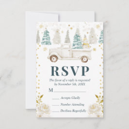 ウィンターホワイト&金ゴールドトラック結婚フローラ 出欠カード