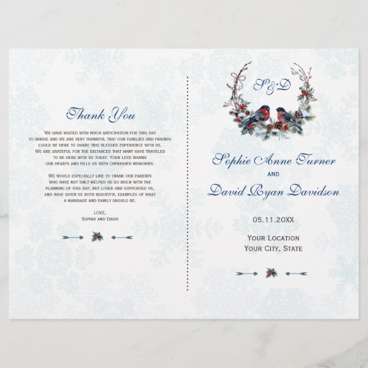 ウィンターホーリーベリーリース結婚式 プログラム (正面)