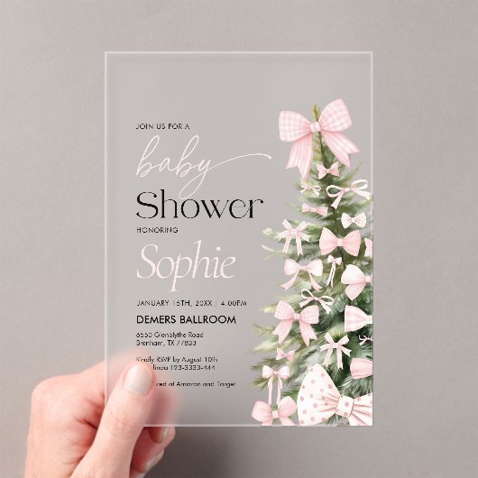 ウィンターボウ赤ちゃんシャワー アクリル招待状 (インサイチュ (ポータブル))