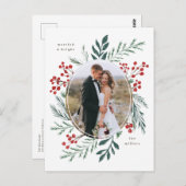 ウィンターボタニカルエレガント結婚したホリデーフォト ポストカード (正面/裏面)