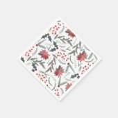 ウィンターボタニカルパインベリーリースホリデーパーティー スタンダードカクテルナプキン (角)
