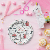 ウィンターボタニカルパインベリーリースホリデーパーティー ペーパープレート (パーティー)