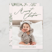 ウィンターボタニカルピンクの最も楽しいクリスマス写真 シーズンカード (正面/裏面)