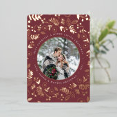 ウィンターボタニカルフォトバラ金ゴールド 箔シーズンカード (立ち正面)