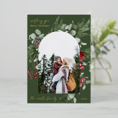 ウィンターボタニカルフレームグリーン ツー フォト クリスマス 箔シーズンカード (立ち正面)