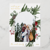 ウィンターボタニカルフレームツー写真クリスマス 箔シーズンカード (正面)