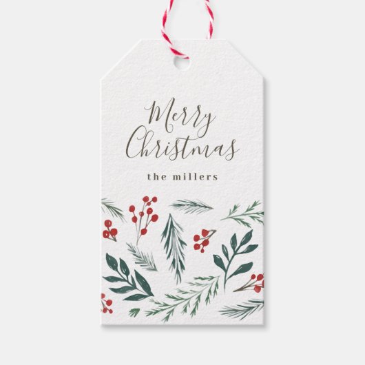ウィンターボタニカルホリデーエレガントクリスマス ギフトタグ (正面)