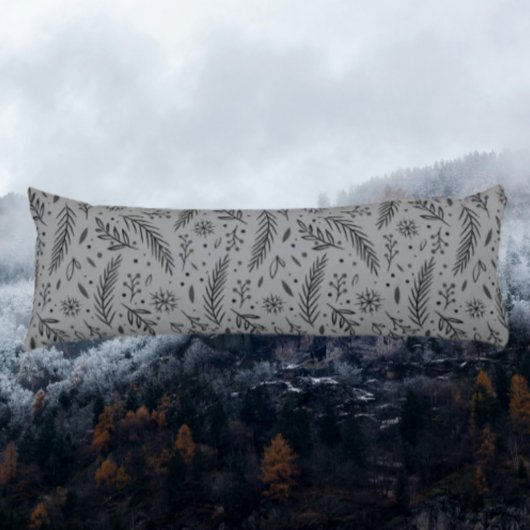 ウィンターボタニカル抱き枕 – グレー ボディピロー