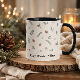 ウィンターボタニカル クリスマス アイボリー グリーナリー オーダーメイド マグカップ