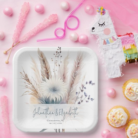 ウィンターボホフローラ結婚ズ | ヘビーホワイト ペーパープレート (パーティー)