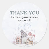 ウィンターボーイオンダーランド誕生日クラシックラウンドスティッキ ラウンドシール (正面)