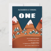 ウィンターボーイモダンファースト誕生日 招待状 (正面)