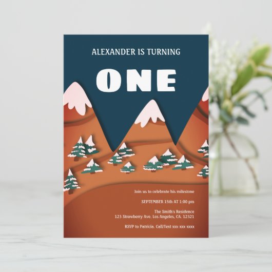 ウィンターボーイモダンファースト誕生日 招待状 (スタンド正面)