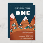 ウィンターボーイモダンファースト誕生日 招待状 (正面/裏面)