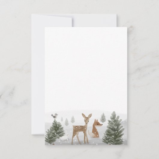 ウィンターボーホーウッドランドベビーシャワー招待状カード 招待状 (裏面)
