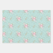 ウィンターポインセチアピンクグリーンパステルクリスマス ラッピングペーパーシート (正面2)