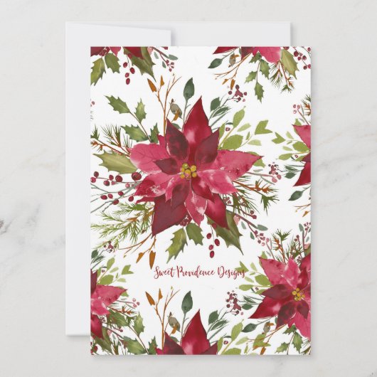 ウィンターポインセチアフローラブライダルシャワー 招待状 (裏面)