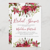 ウィンターポインセチアフローラブライダルシャワー 招待状 (正面/裏面)