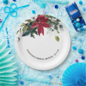 ウィンターポインセチアブライダルシャワー ペーパープレート (パーティー)