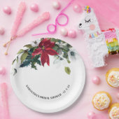 ウィンターポインセチアブライダルシャワー ペーパープレート (パーティー)