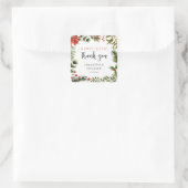 ウィンターポインセチア緑結婚フローラ スクエアシール (バッグ)