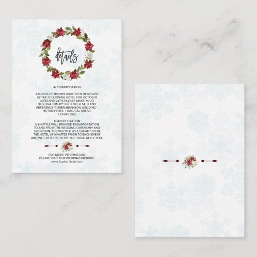 ウィンターポインセチア雪結婚片の詳細 エンクロージャーカード (正面/裏面)