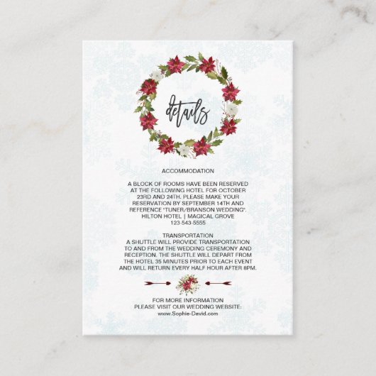 ウィンターポインセチア雪結婚片の詳細 エンクロージャーカード (正面)