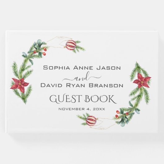 ウィンターポインセティアパインベリークリスマス結婚ズ ゲストブック (正面)