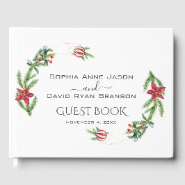ウィンターポインセティアパインベリークリスマス結婚ズ ゲストブック
