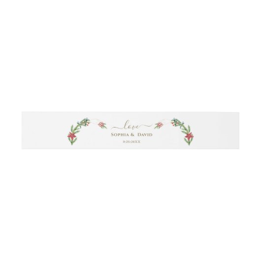 ウィンターポインセティアパインベリークリスマス結婚ズ 招待状ベリーバンド (フラット)