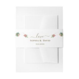 ウィンターポインセティアパインベリークリスマス結婚ズ 招待状ベリーバンド