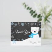 ウィンターポーラベアスノーフレークブルーサンキューカード サンキューカード (スタンド正面)