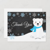 ウィンターポーラベアスノーフレークブルーサンキューカード サンキューカード (正面/裏面)