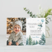 ウィンターポーラベア誕生日写真サンキューカード サンキューカード (スタンド正面)