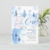 ウィンターポーラーベアーフォレストファースト誕生日 招待状 (スタンド正面)