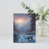 ウィンターポーラーベアーマウンテンクリスマスホリデー ポストカード (スタンド正面)