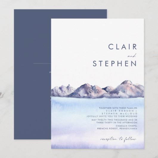 ウィンターマウンテンオールインワン結婚式招待状 招待状 (正面/裏面)