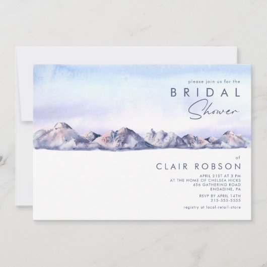 ウィンターマウンテンサンセットブライダルシャワー招待 招待状 (正面)