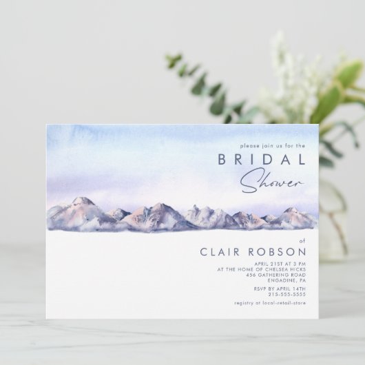 ウィンターマウンテンサンセットブライダルシャワー招待 招待状 (スタンド正面)