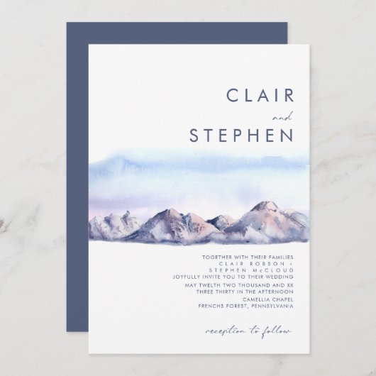 ウィンターマウンテンサンセット結婚式招待状 招待状 (正面/裏面)